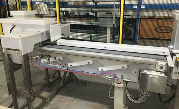 Conveyor used to form rows of product